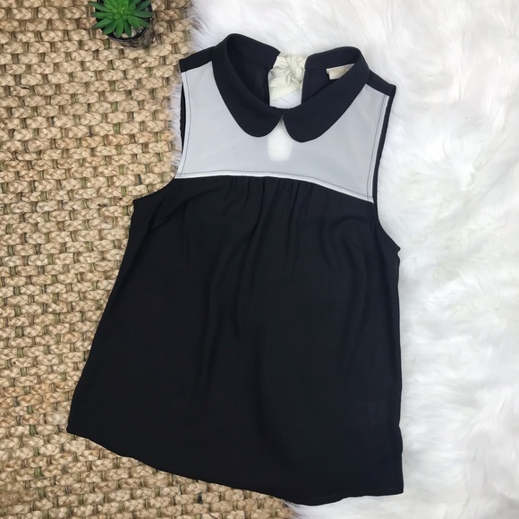 Modcloth Tops - ModCloth Sheer Color Block Peter Pan collar Top